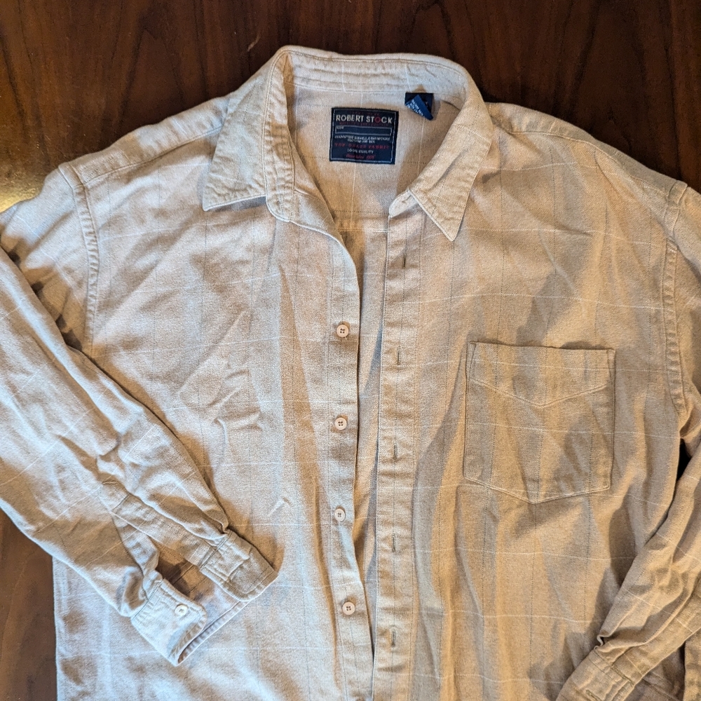 Beige Plaid Button-Up Shirt